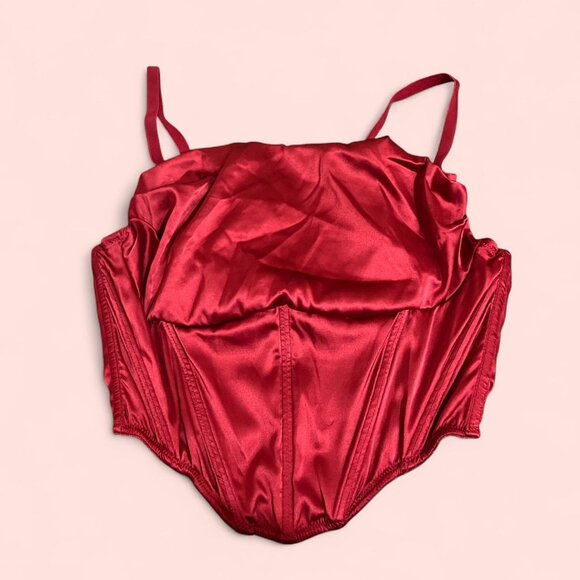 Urban outfitters Red corset top with gold zipper #glamour has some weird spots i - Picture 1 of 5
